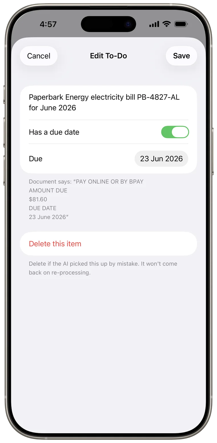 Edit To-Do form with description and due date.